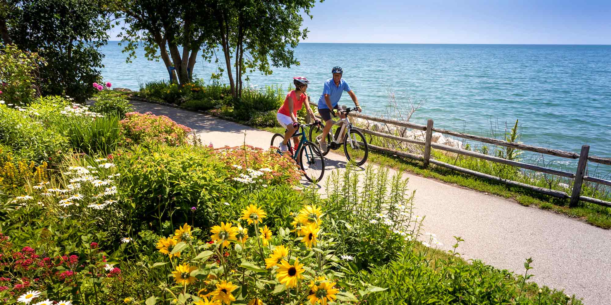 Biking on the Mariners Trail in Two Rivers WI